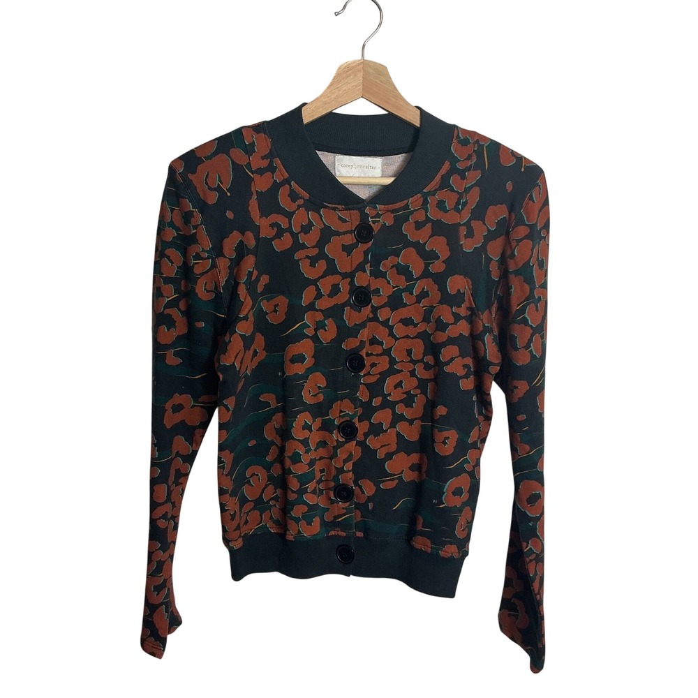 Corey Lynn Calter XS Floral Padded Cardigan Black Orange